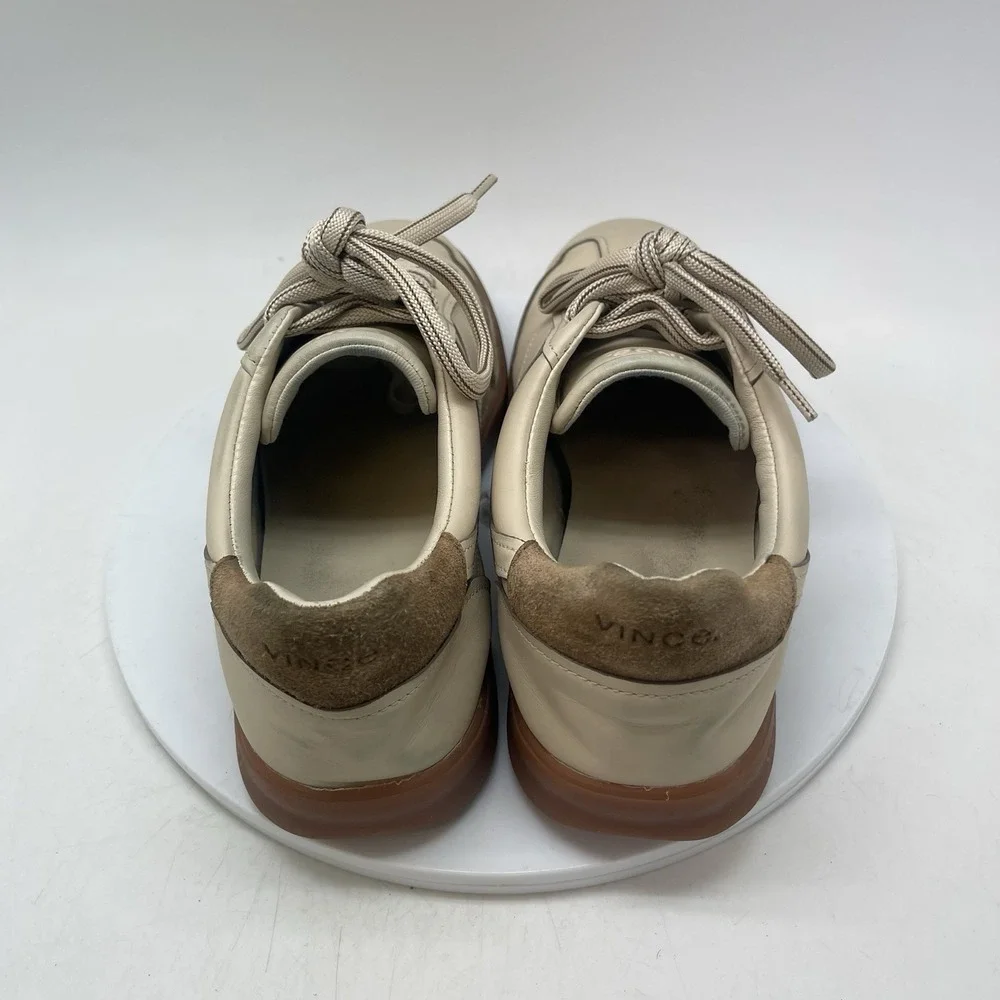 Vince‎ Oasis Shoes Mens 10 Tan Leather Low Top Casual Preppy Low Top Sneakers